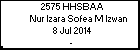 2575 HHSBAA Nur Izara Sofea M Izwan